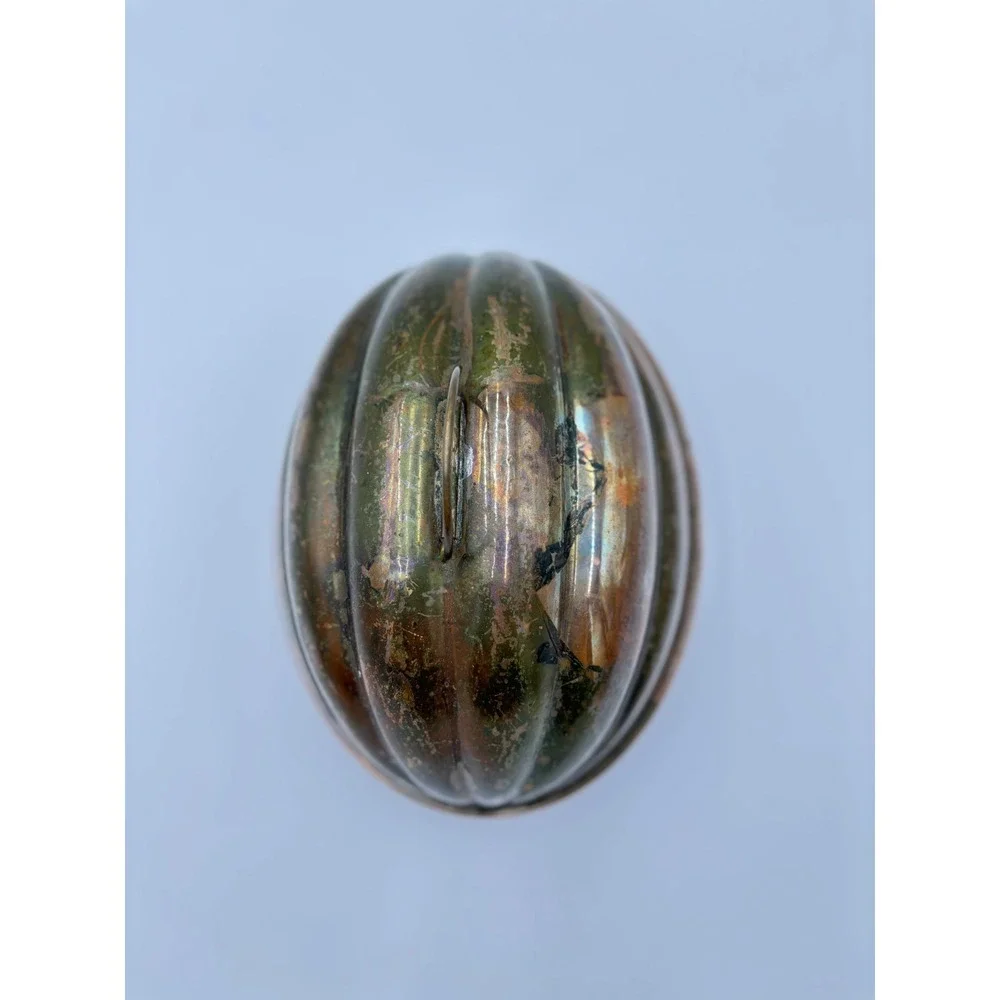 Antique Kreamer Copper Melon Mold Two Piece Lidded Fluted, Tin Lined